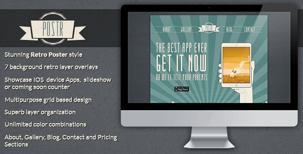 Postr - Retro OnePage Creative Poster PSD Template