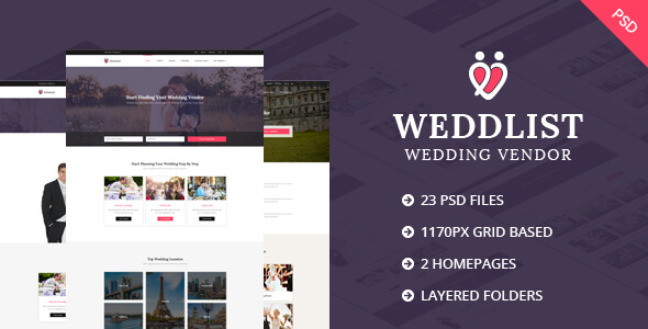 Weddlist - Wedding Vendor Directory PSD Template