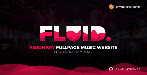 Fluid. Visionary Fullpage Music Photoshop Template