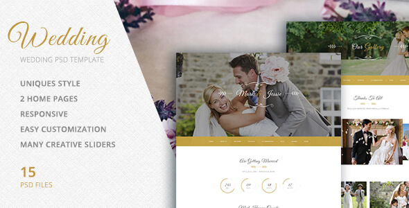 PSD Template for Wedding Events, Organizer, Photo Sessions