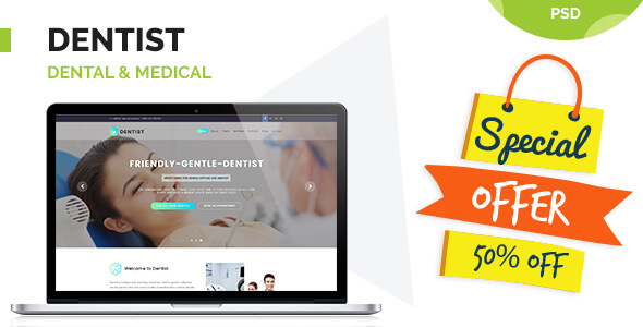 Dentist - Dental & Medical One Page PSD Templates