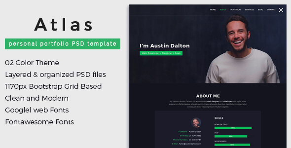 Atlas - Personal Portfolio PSD Template