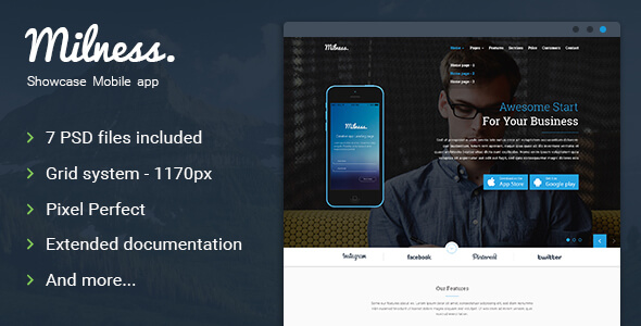 Milness - Showcase App Landing Page