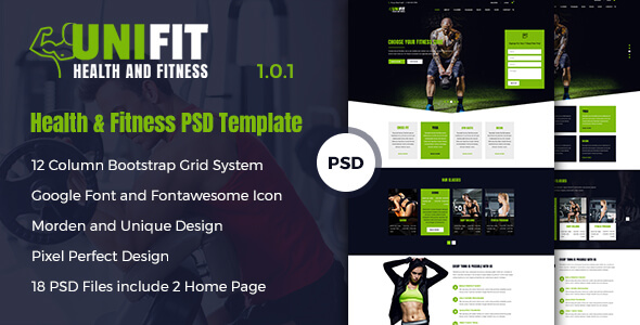 UniFit - Health & Fitness PSD Template