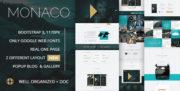 Monaco - Creative Bootstrap 3 PSD Template