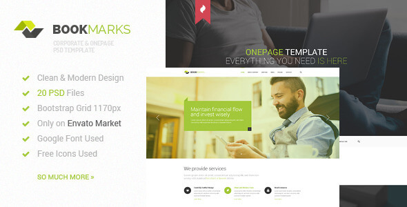 BookMarks - Corporate & OnePage PSD Template