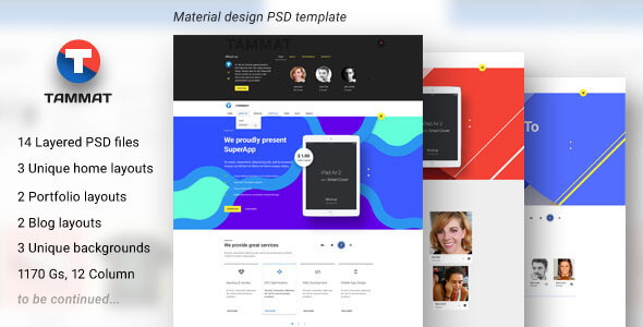 Tammat — Material Design PSD Template