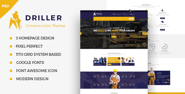 Driller - Construction & Building PSD Template