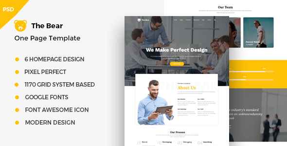 The Bear - One Page PSD Business Template