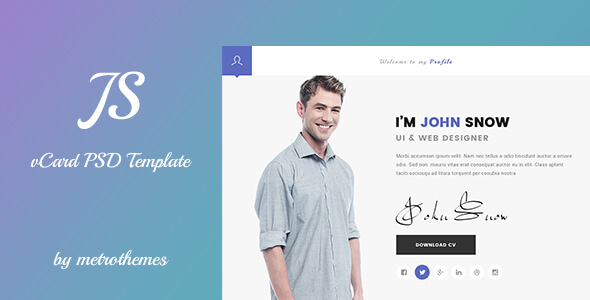 JS - Creative vCard & Resume Portfolio PSD Template