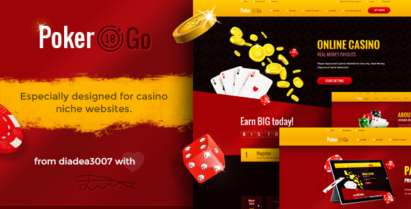 Poker Go - Casino & Gambling Online PSD Template