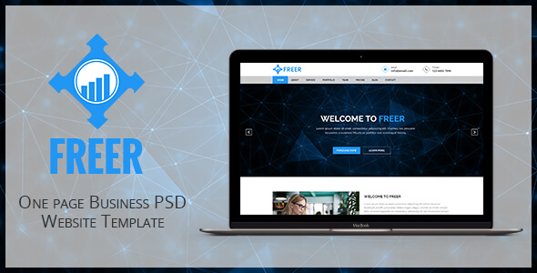 FREER - One page Business PSD Website Template