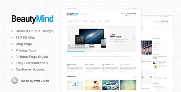 BeautyMind - Unique & Clean PSD Template