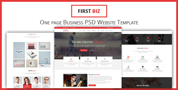 FirstBiz - One Page Business Website PSD Template