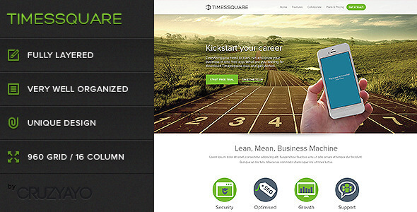 Timessquare - Premium PSD Landing Page