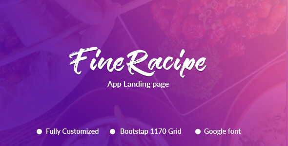 Fine Recipe App Landing page
