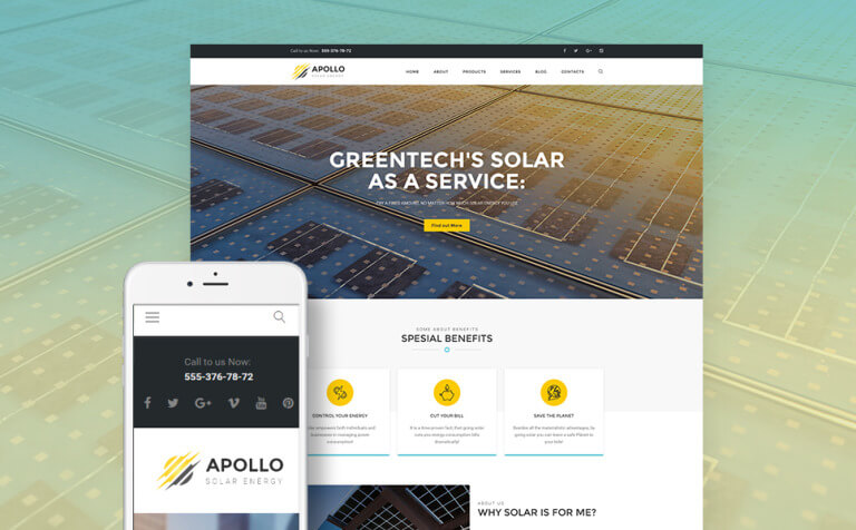 Apollo – Solar Energy Company Responsive WordPress Theme