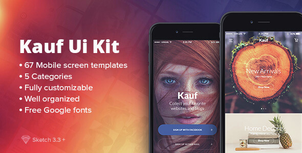 Kauf iOS UI Kit - 67+ Template for Sketch