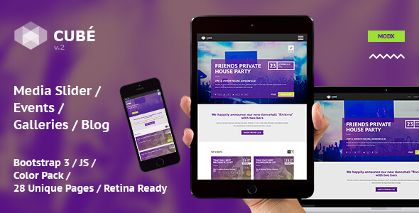 Club Cube v.2 - responsive MODX theme for night club