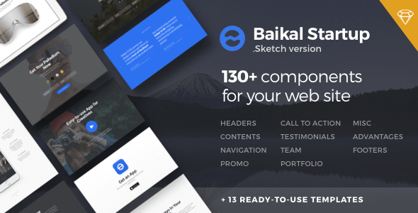 Baikal Startup - 130+ Components for Sketch