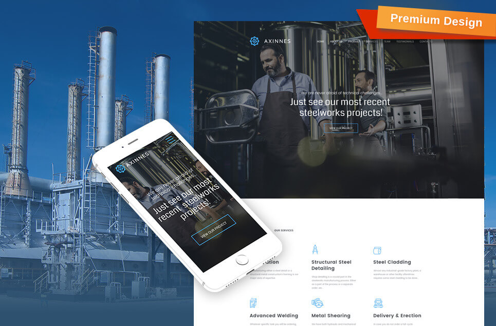 Axinnes - Steel Industrial Moto CMS 3 Template