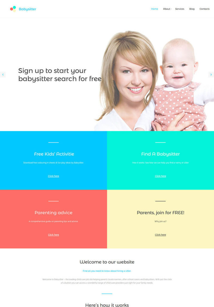 Babysitter Responsive Moto CMS 3 Template