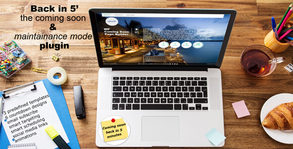 Coming soon page & Maintenance mode Plugin for WordPress:Back in 5'