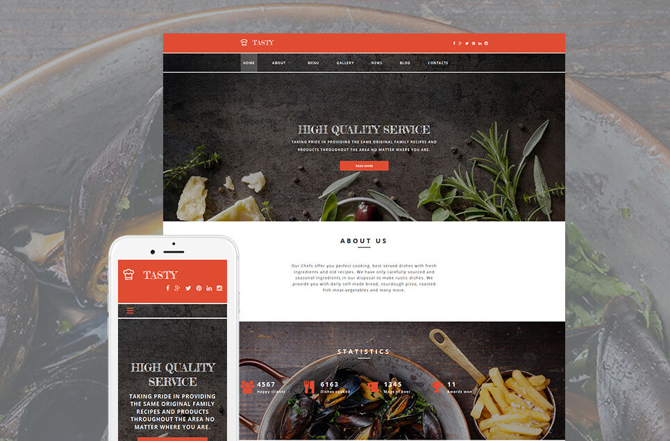 Cafe and Restaurant Responsive Moto CMS 3 Template