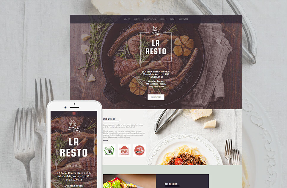 Cafe and Restaurant Responsive Moto CMS 3 Template