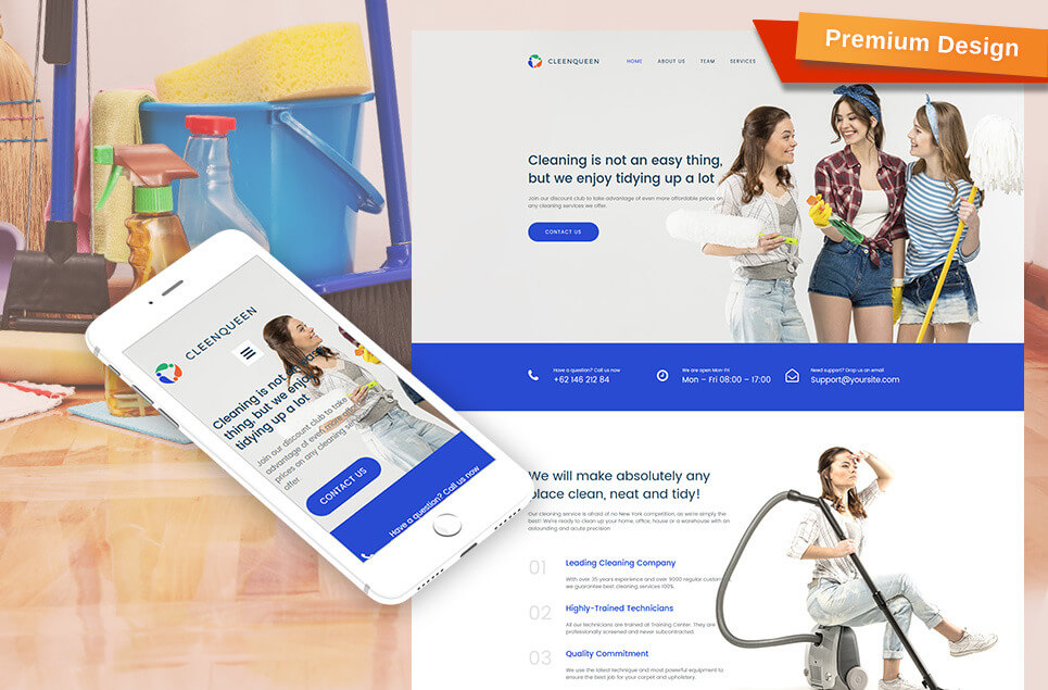 CleenQueen - Premium Moto CMS 3 Template