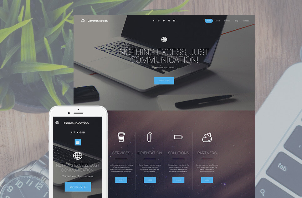 Communications Responsive Moto CMS 3 Template