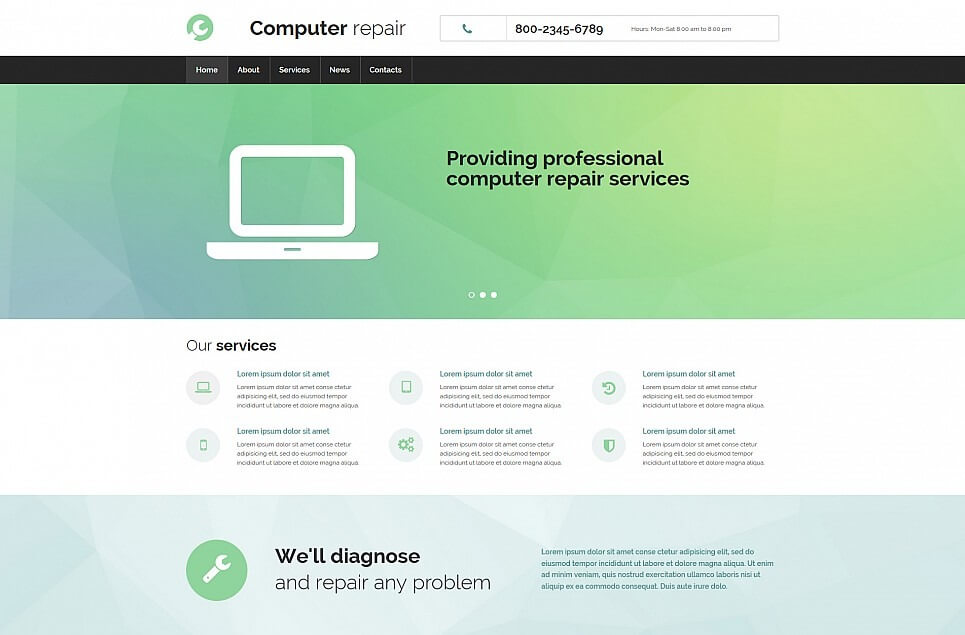 Computer Repair Responsive Moto CMS 3 Template