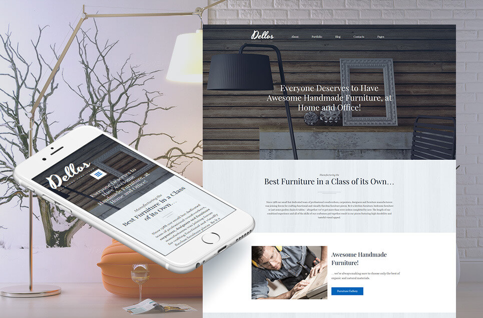 Dellos - Handmade Furniture & Interior Moto CMS 3 Template