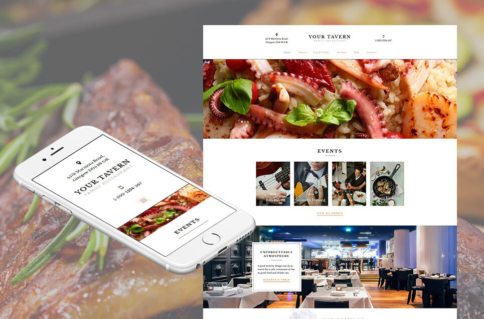 European Restaurant Responsive Moto CMS 3 Template