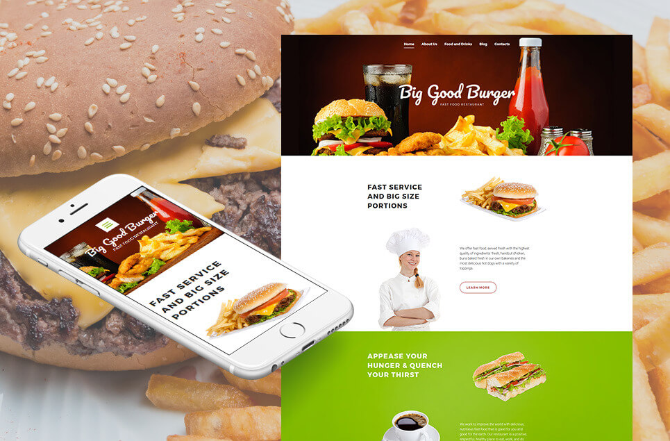 Fast Food Restaurant Responsive Moto CMS 3 Template