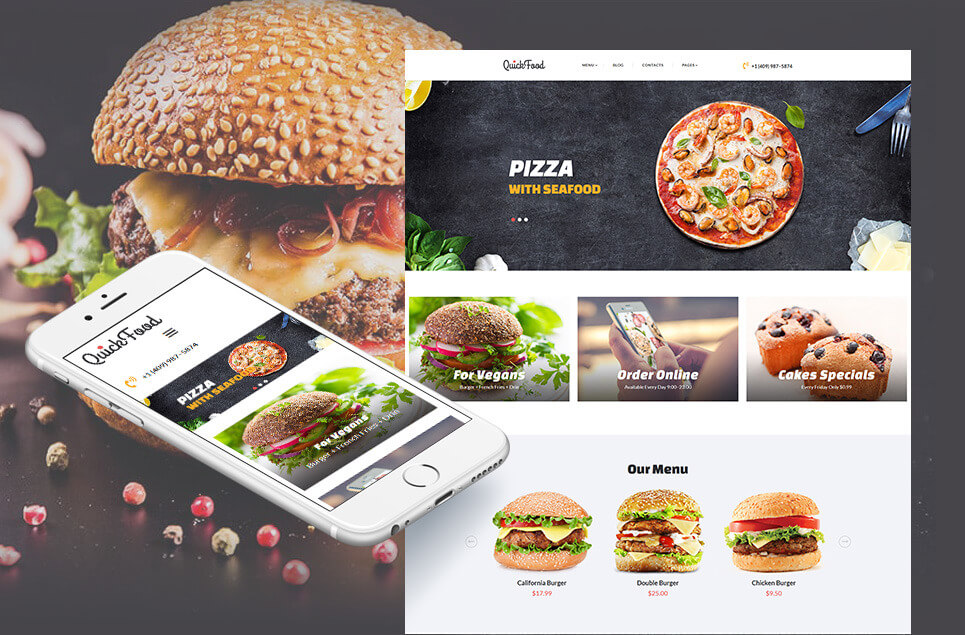 Fast Food Restaurant Responsive Moto CMS 3 Template