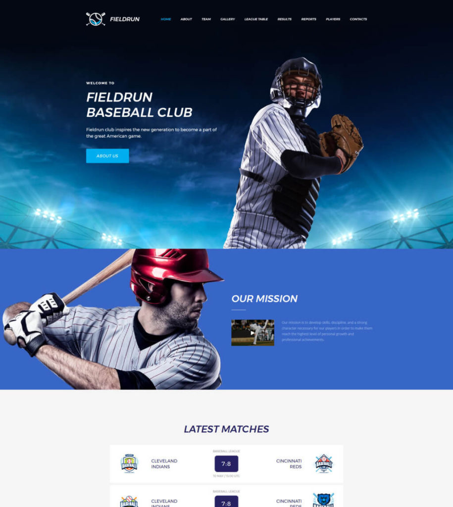 Fieldrun - Baseball Club Premium Moto CMS 3 Template