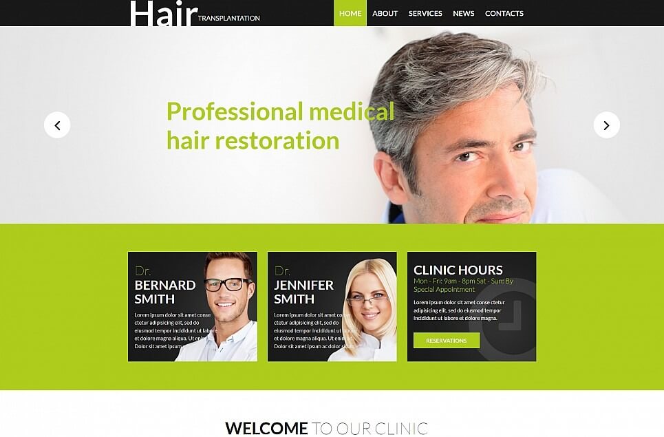 Hair Clinic Responsive Moto CMS 3 Template