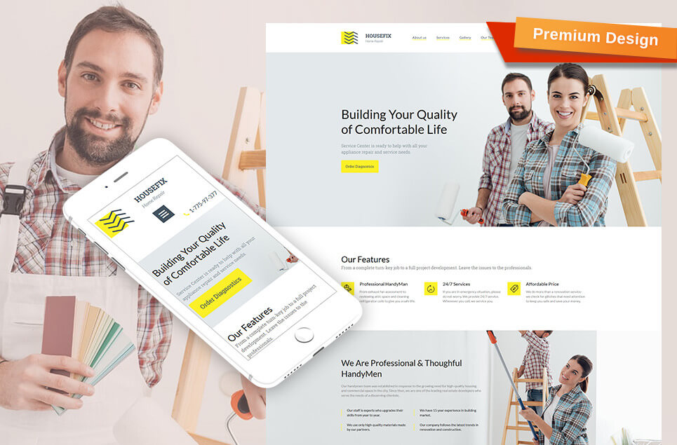 Housefix - Home Repairs Premium Moto CMS 3 Template