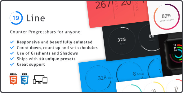 Line Progress Bar, Responsive Circular Countdown and Counter Plugin