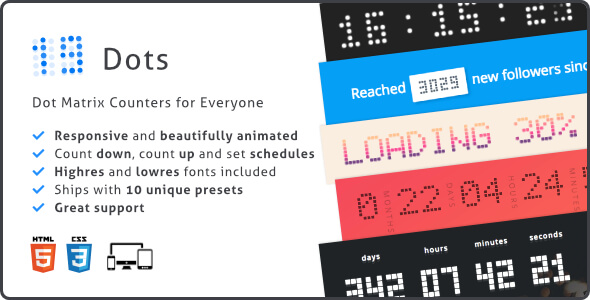 Dots Countdown, Responsive Dot Matrix Counter Plugin