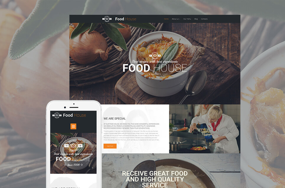 Italian Restaurant Responsive Moto CMS 3 Template