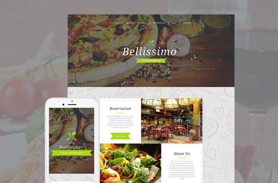 Italian Restaurant Responsive Moto CMS 3 Template