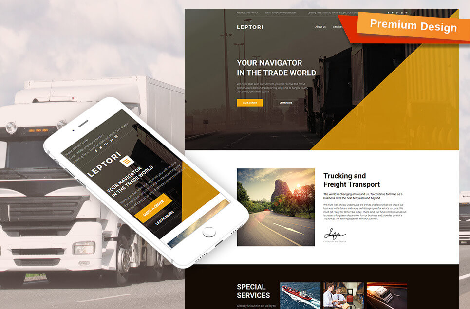 Leptori - Logistics and Transportation Service Premium Moto CMS 3 Template