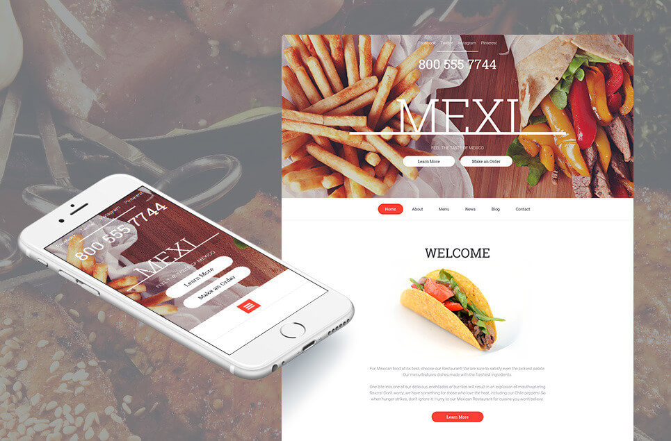 Mexican Restaurant Responsive Moto CMS 3 Template