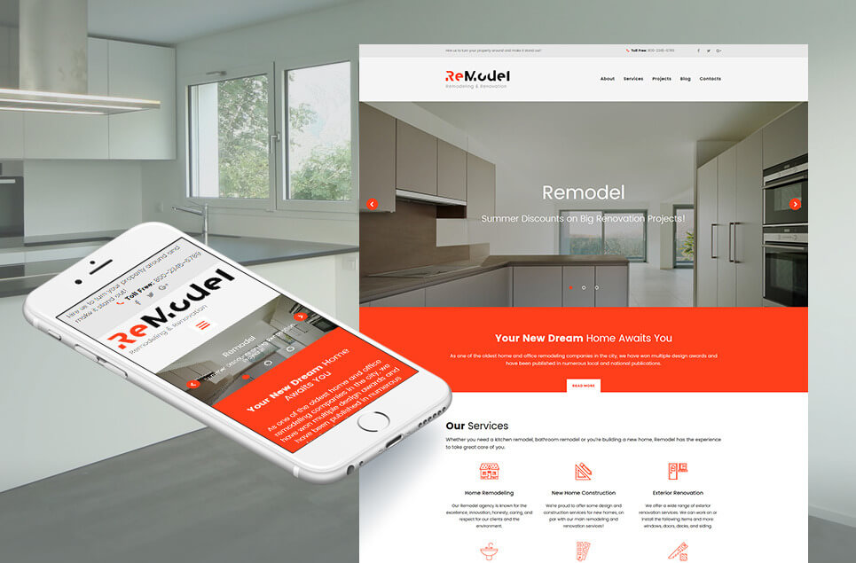 Remodel - Renovation and Interior Design Moto CMS 3 Template