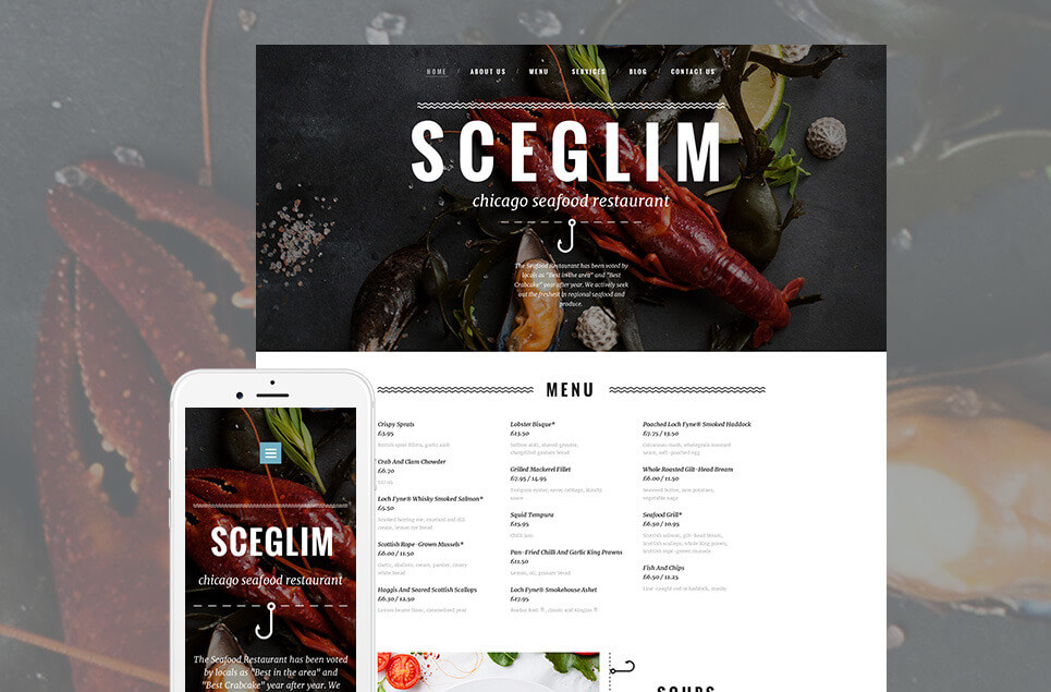 Seafood Restaurant Responsive Moto CMS 3 Template