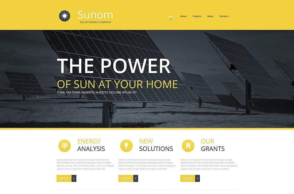 Solar Energy Responsive Moto CMS 3 Template