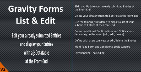 Gravity Forms - List & Edit