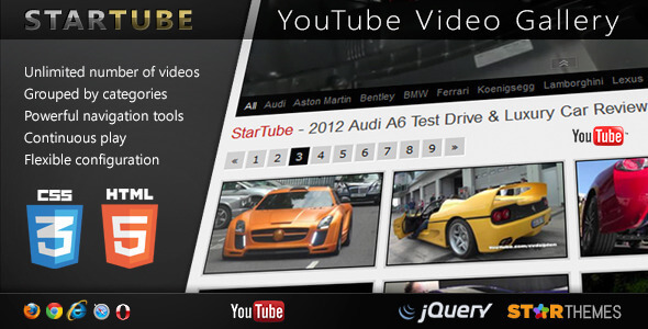 StarTube - YouTube Video Gallery Powered by jQuery